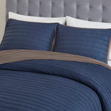 Madison Park Franklin Casual 3 Piece Crinkled Microfiber Quilt Set MP13-8154 Navy