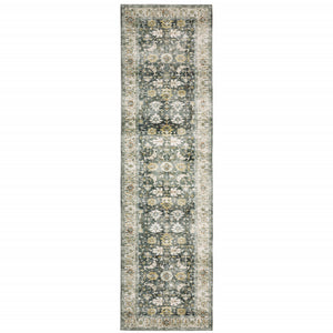 Homeroots 8' Charcoal Oriental Printed Non Skid Runner Rug Charcoal,Gold Polyester 510402