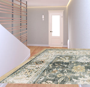 Homeroots 8' Charcoal Oriental Printed Non Skid Runner Rug Charcoal,Gold Polyester 510402