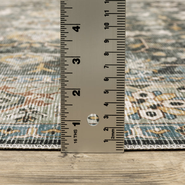 Homeroots 8' Charcoal Oriental Printed Non Skid Runner Rug Charcoal,Gold Polyester 510402