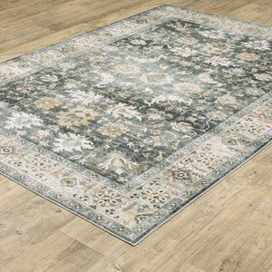 Homeroots 4' X 6' Gray And Ivory Oriental Non Skid Area Rug Charcoal,Gold Polyester 510403