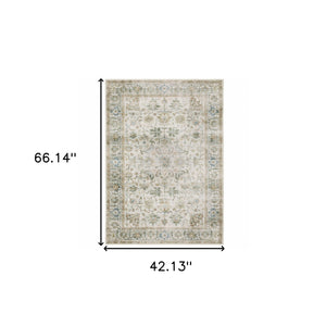 Homeroots 4' X 6' Blue And Gray Oriental Non Skid Area Rug Gray,Multi Polyester 510408