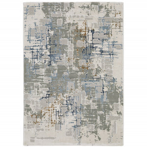 HomeRoots 2' Abstract Power Loom Runner Rug - Stain Resistant, Durable, Modern Design for High-Traffic Areas 8' X 11' 510415