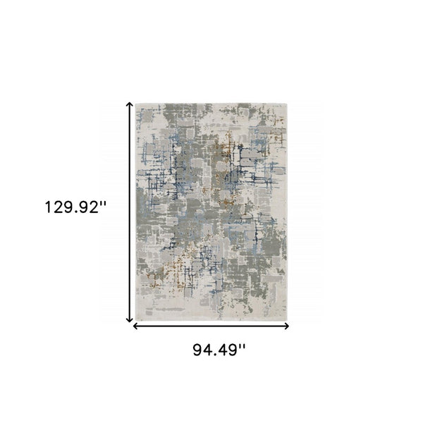 HomeRoots 2' Abstract Power Loom Runner Rug - Stain Resistant, Durable, Modern Design for High-Traffic Areas 8' X 11' 510415