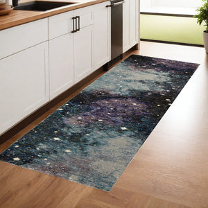 Homeroots 8' Runner Purple And Ivory Abstract Power Loom Runner Rug  Other Material 510421