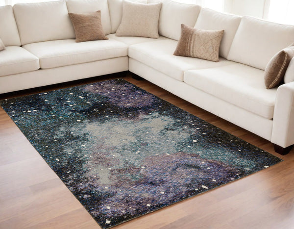 Homeroots 5' X 7' Purple And Ivory Abstract Power Loom Area Rug  Other Material 510424