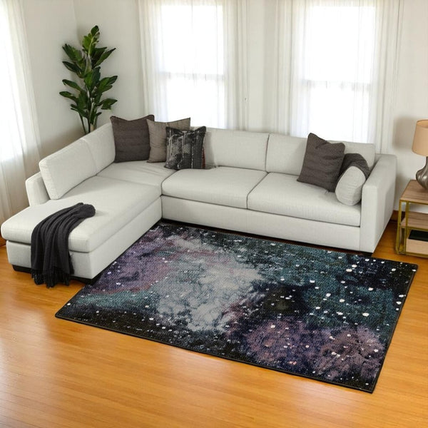 HomeRoots 10' Purple and Ivory Abstract Power Loom Area Rug - Stylish, Durable, and Stain-Resistant Design 8' X 11' 510426