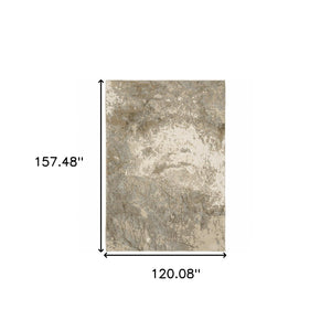 HomeRoots 10' Gray and Ivory Abstract Area Rug - Stylish Power Loomed Design for Modern Homes and Durability 10' X 13' 510428