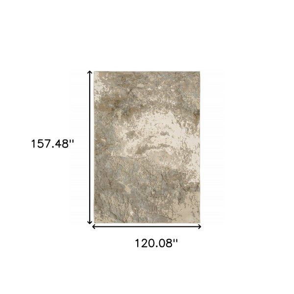 HomeRoots 10' Gray and Ivory Abstract Area Rug - Stylish Power Loomed Design for Modern Homes and Durability 10' X 13' 510428