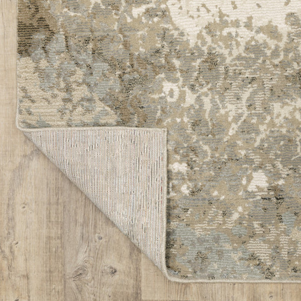 HomeRoots 10' Gray and Ivory Abstract Area Rug - Stylish Power Loomed Design for Modern Homes and Durability 2'3" x 8' 510430