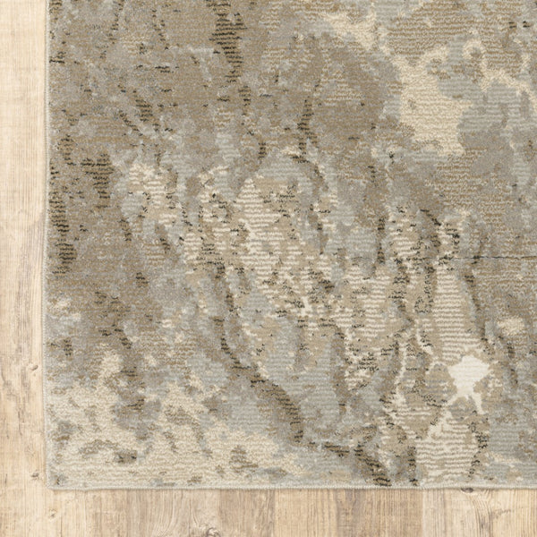 HomeRoots 10' Gray and Ivory Abstract Area Rug - Stylish Power Loomed Design for Modern Homes and Durability 2'3" x 8' 510430