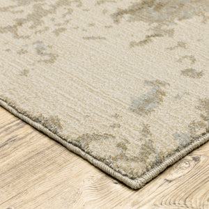 HomeRoots 10' Gray and Ivory Abstract Area Rug - Stylish Power Loomed Design for Modern Homes and Durability 2'6" x 12' 510431
