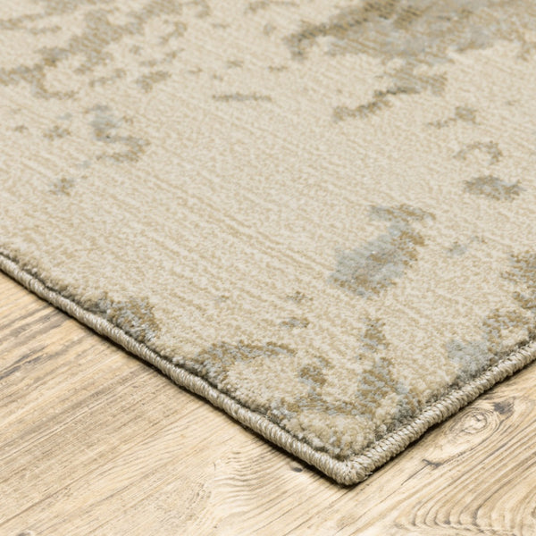 HomeRoots 10' Gray and Ivory Abstract Area Rug - Stylish Power Loomed Design for Modern Homes and Durability 2'6" x 12' 510431