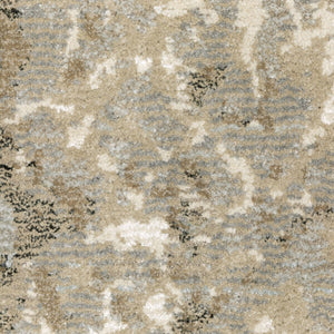 HomeRoots 10' Gray and Ivory Abstract Area Rug - Stylish Power Loomed Design for Modern Homes and Durability 2'6" x 12' 510431