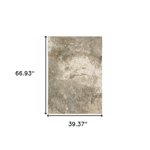 HomeRoots 10' Gray and Ivory Abstract Area Rug - Stylish Power Loomed Design for Modern Homes and Durability 3' x 5' 510432