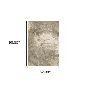 HomeRoots 10' Gray and Ivory Abstract Area Rug - Stylish Power Loomed Design for Modern Homes and Durability 5' X 7' 510433