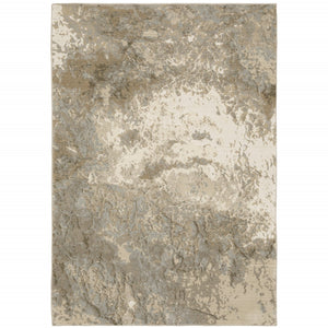 HomeRoots 10' Gray and Ivory Abstract Area Rug - Stylish Power Loomed Design for Modern Homes and Durability 7' X 10' 510434