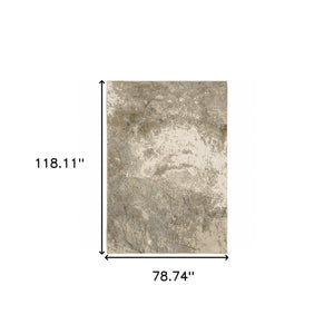 HomeRoots 10' Gray and Ivory Abstract Area Rug - Stylish Power Loomed Design for Modern Homes and Durability 7' X 10' 510434