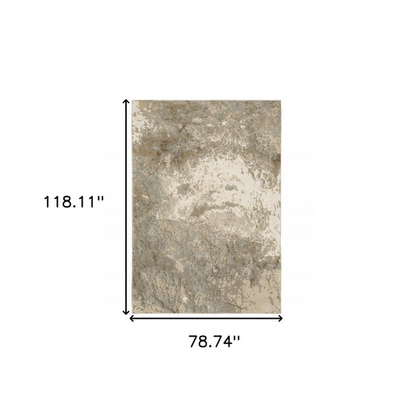 HomeRoots 10' Gray and Ivory Abstract Area Rug - Stylish Power Loomed Design for Modern Homes and Durability 7' X 10' 510434