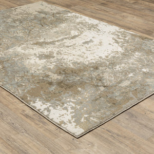 HomeRoots 10' Gray and Ivory Abstract Area Rug - Stylish Power Loomed Design for Modern Homes and Durability 7' X 10' 510434
