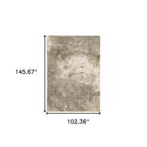 HomeRoots 10' Gray and Ivory Abstract Area Rug - Stylish Power Loomed Design for Modern Homes and Durability 9' X 12' 510436