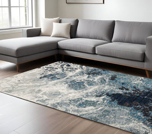 HomeRoots 10' Gray Abstract Area Rug - Modern Power Loom Design for Stylish, Stain-Resistant Comfort & Durability 10' X 13' 510437