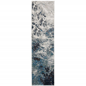 HomeRoots 10' Gray Abstract Area Rug - Modern Power Loom Design for Stylish, Stain-Resistant Comfort & Durability 2'3" x 8' 510439