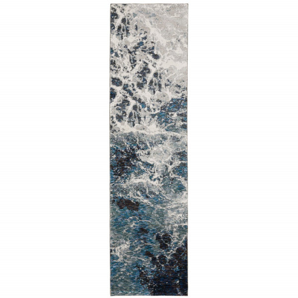 HomeRoots 10' Gray Abstract Area Rug - Modern Power Loom Design for Stylish, Stain-Resistant Comfort & Durability 2'3" x 8' 510439