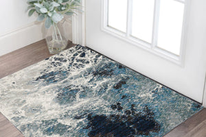 HomeRoots 10' Gray Abstract Area Rug - Modern Power Loom Design for Stylish, Stain-Resistant Comfort & Durability 3' x 5' 510441