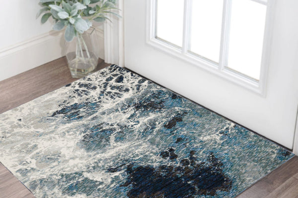 HomeRoots 10' Gray Abstract Area Rug - Modern Power Loom Design for Stylish, Stain-Resistant Comfort & Durability 3' x 5' 510441