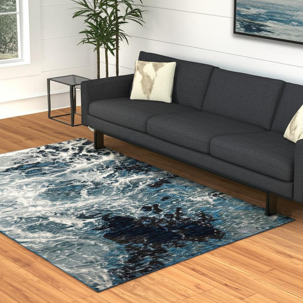 HomeRoots 10' Gray Abstract Area Rug - Modern Power Loom Design for Stylish, Stain-Resistant Comfort & Durability 5' X 7' 510442