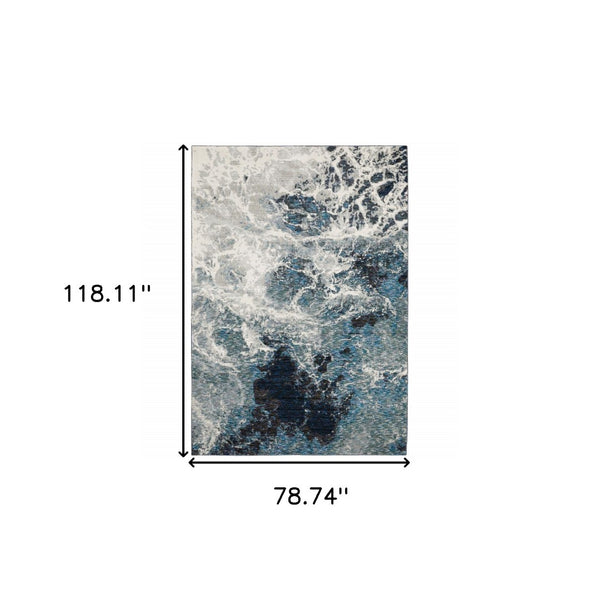 HomeRoots 10' Gray Abstract Area Rug - Modern Power Loom Design for Stylish, Stain-Resistant Comfort & Durability 7' X 10' 510443