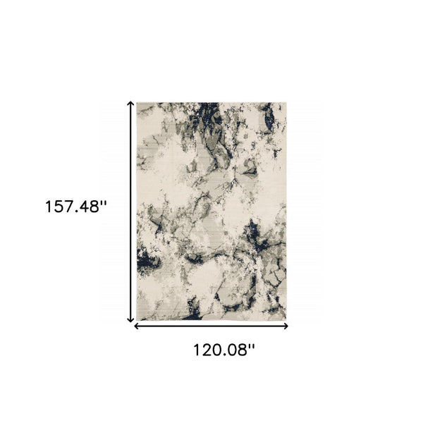 HomeRoots 10' Gray and Black Abstract Power Loom Area Rug - Modern, Stain-Resistant, Durable for Any Space 10' X 13' 510446
