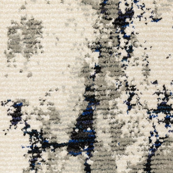 HomeRoots 10' Gray and Black Abstract Power Loom Area Rug - Modern, Stain-Resistant, Durable for Any Space 2'6" x 12' 510449