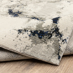 HomeRoots 10' Gray and Black Abstract Power Loom Area Rug - Modern, Stain-Resistant, Durable for Any Space 2'6" x 12' 510449