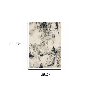 HomeRoots 10' Gray and Black Abstract Power Loom Area Rug - Modern, Stain-Resistant, Durable for Any Space 3' x 5' 510450