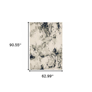 HomeRoots 10' Gray and Black Abstract Power Loom Area Rug - Modern, Stain-Resistant, Durable for Any Space 5' X 7' 510451