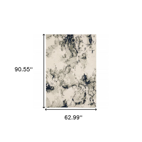 HomeRoots 10' Gray and Black Abstract Power Loom Area Rug - Modern, Stain-Resistant, Durable for Any Space 5' X 7' 510451