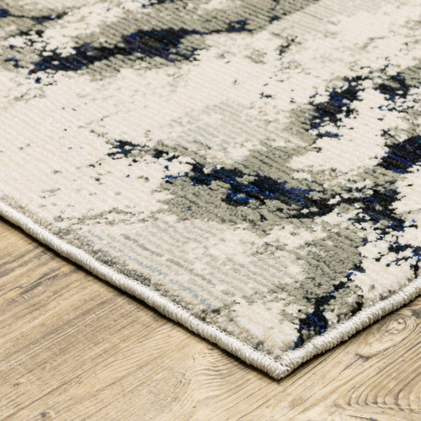 HomeRoots 10' Gray and Black Abstract Power Loom Area Rug - Modern, Stain-Resistant, Durable for Any Space 5' X 7' 510451