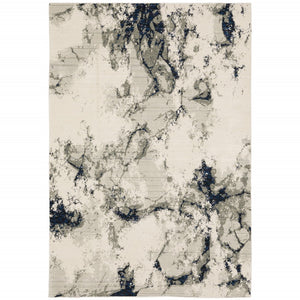 HomeRoots 10' Gray and Black Abstract Power Loom Area Rug - Modern, Stain-Resistant, Durable for Any Space 7' X 10' 510452
