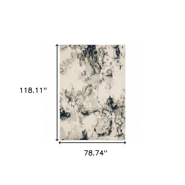 HomeRoots 10' Gray and Black Abstract Power Loom Area Rug - Modern, Stain-Resistant, Durable for Any Space 7' X 10' 510452