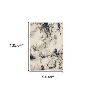 HomeRoots 10' Gray and Black Abstract Power Loom Area Rug - Modern, Stain-Resistant, Durable for Any Space 8' X 11' 510453