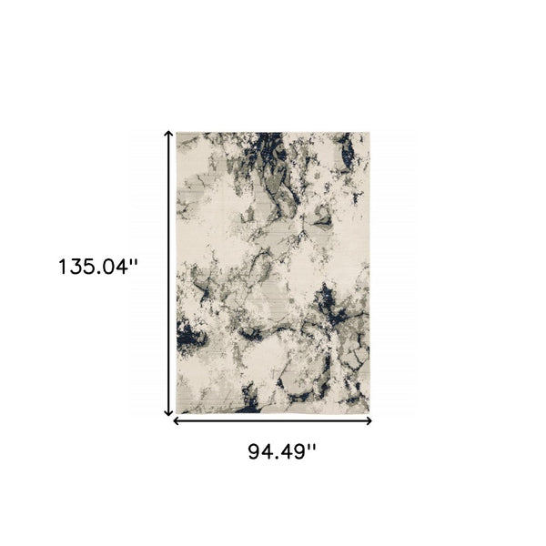 HomeRoots 10' Gray and Black Abstract Power Loom Area Rug - Modern, Stain-Resistant, Durable for Any Space 8' X 11' 510453