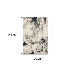 HomeRoots 10' Gray and Black Abstract Power Loom Area Rug - Modern, Stain-Resistant, Durable for Any Space 9' X 12' 510454