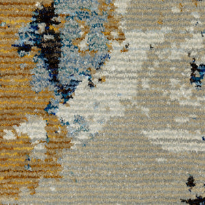 HomeRoots 10' Gray and Ivory Abstract Area Rug - Contemporary Power Loom Design for Easy Maintenance and Style 2'3" x 8' 510457