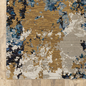 HomeRoots 10' Gray and Ivory Abstract Area Rug - Contemporary Power Loom Design for Easy Maintenance and Style 2'3" x 8' 510457