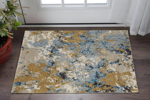 HomeRoots 10' Gray and Ivory Abstract Area Rug - Contemporary Power Loom Design for Easy Maintenance and Style 3' x 5' 510459