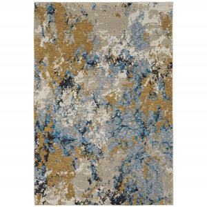 HomeRoots 10' Gray and Ivory Abstract Area Rug - Contemporary Power Loom Design for Easy Maintenance and Style 5' X 7' 510460