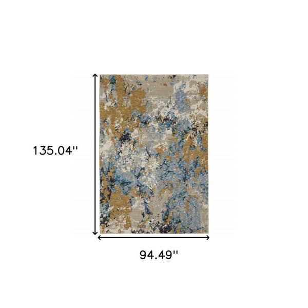 HomeRoots 10' Gray and Ivory Abstract Area Rug - Contemporary Power Loom Design for Easy Maintenance and Style 8' X 11' 510462