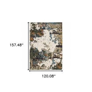 HomeRoots 10' Modern Blue and Ivory Abstract Area Rug - Stain Resistant, Power Loomed for Style and Durability 10' X 13' 510464